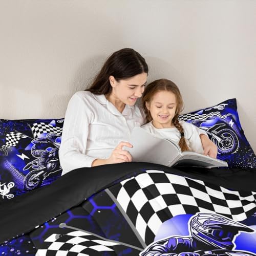 Feelyou Dirt Bike Comforter Set for Kids Boys Girls Queen Size