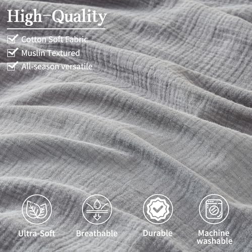 MEISHANG Muslin Duvet Cover Queen Size - 100% Organic Cotton