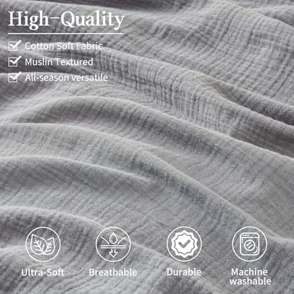 MEISHANG Muslin Duvet Cover Queen Size - 100% Organic Cotton