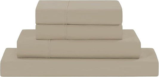 Modern Threads Soft Microfiber Solid Sheets - Luxurious Microfiber Bed Sheets - Includes Flat Sheet, Fitted Sheet with Deep Pockets, & Pillowcases Taupe King