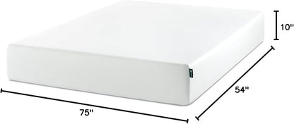 Zinus 10 Inch Full Green Tea Memory Foam Mattress [New Version], Fiberglass Free, Medium Firm Feel, Zoned Pressure Relief, Certified Safe Foams & Fabric, Mattress in A Box