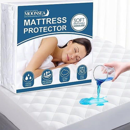 Twin XL Mattress Topper Pad Protector Quilted Waterproof, 39" x 80" White