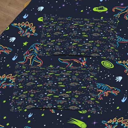 6pcs Dinosaur Comforter Set for Boys,Queen Size Bedding Sets for Teen,Kids Comforter Set with 1 Quilt+1 Flat Sheet+1 Fitted Sheet+2 Pillowcases+1 Cushion Cover(Dinosaur-D Queen)