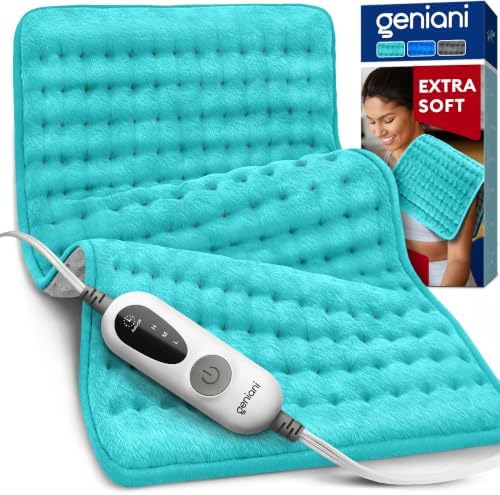 GENIANI Back Pain & Relaxation Gifts for Women – Electric Heating Pad for Back, Neck & Shoulders, Soft Microplush Electric Throw Heating Pad for Period Comfort, Fast Heating, (12×24", Green)