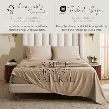 KARISSA MAE 6 Piece Luxury Bamboo Viscose Queen Sheet Set, 4 Pillowcases