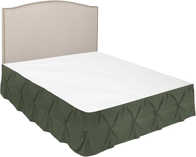 Nestl Olive Green Bed Skirt Full Size, Pinch Pleat Full Bed Skirt, 14" Inch Drop Full Bedskirt Hotel Quality Olive Green Bed Skirts Premium Microfiber Bedskirt for Full Bed, Olive Green Full Bed Skirt