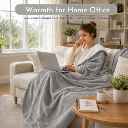 Electric Heated Blanket 90"x100" King Size, Light Grey