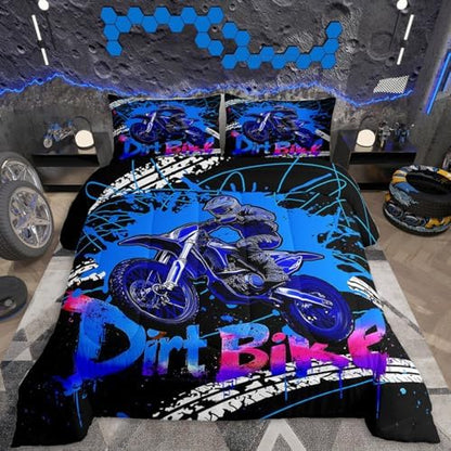 Feelyou Racing Motocross Rider Kids Bedding Set Boys Girls Twin Size