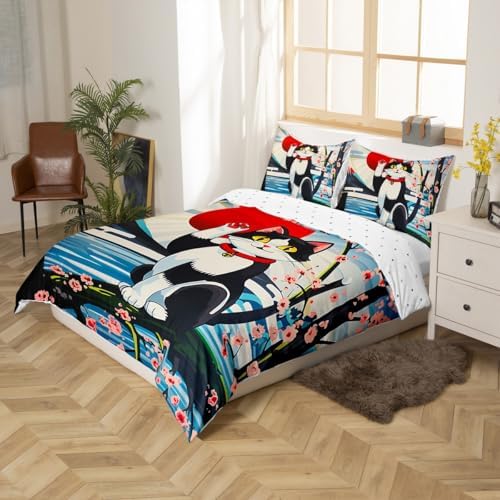 Feelyou Kids Lucky Cat Duvet Cover Queen Size Boys Girls