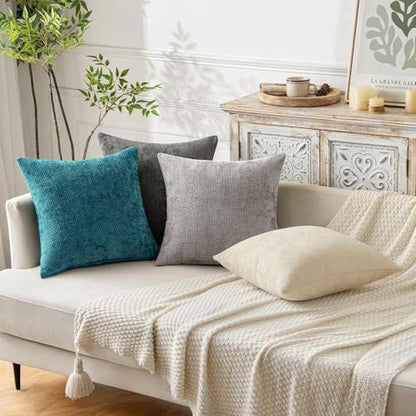 MIULEE Decorative Couch Throw Pillow Covers 18x18 Inch Coastal Teal 2 Pack