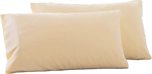 Microfiber Queen Bed Pillowcases 2 Pack, Super Soft Bed Pillow Covers Envelope Closure, Wrinkle, Fade and Stain Resistant, 20x30, Light Beige