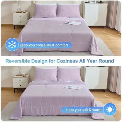 CHOSHOME Cooling Comforter Cooling Blanket, Q-Max 0.45 Cool Sleeping Summer Blanket for Hot Sleeper Night Sweats, King 90" x 108", Purple