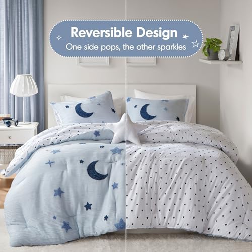 Intelligent Design Kids Blue Star Moon Twin Comforter Set, 3pc
