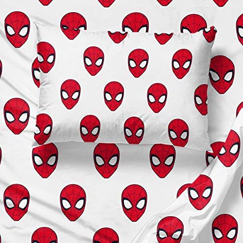 Marvel Spiderman Twin Comforter Set 4 Piece Kids Bedding for Boys, Blue