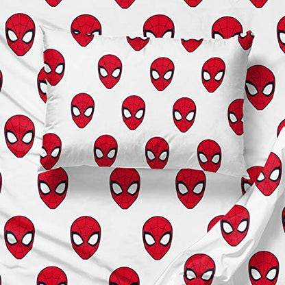 Marvel Spiderman Twin Comforter Set 4 Piece Kids Bedding for Boys, Blue