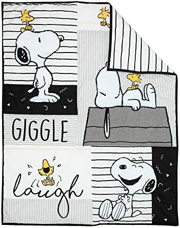 Lambs & Ivy Classic Snoopy White/Black/Gray 3-Piece Baby Crib Bedding Set