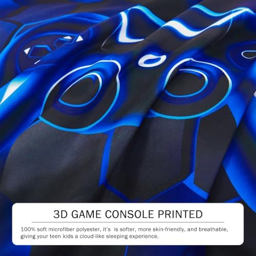 URBONUR Blue Gaming Comforter Set for Boys Twin Size 6 Pieces