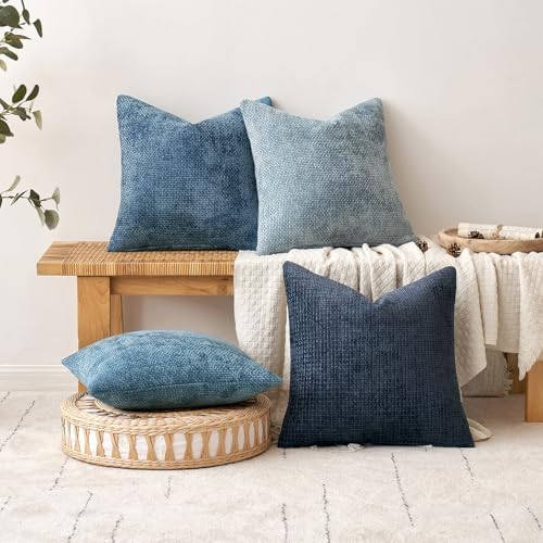 MIULEE Decorative Couch Throw Pillow Covers 16x16 Inch Coastal Blue 2 Pack