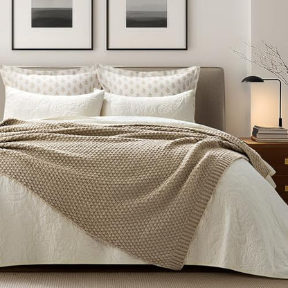 EVERGRACEHOME Chunky Chenille Knit Throw Blanket, 60 x 80, Sand Dune