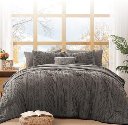 King Size Comforter Set- 7 Pieces Tufted Bed in a Bag King Bedding Sets