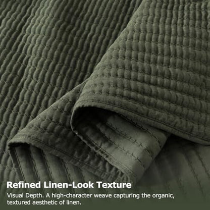 WDCOZY Olive Green California King Size Quilt Set, 3 Pieces 118x106 inches