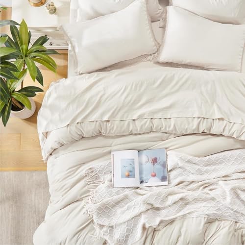 Andency Oversized King Comforter Set, 7 Pieces Beige Bedding