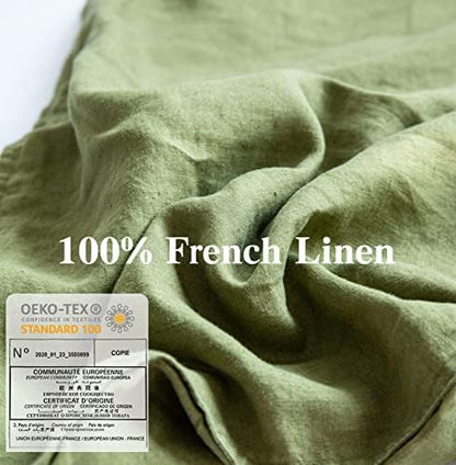 Simple&Opulence 100% Washed Linen Euro Shams 26'' x 26'' Pack of 2, Basic Style Solid Color Natural Flax Farmhouse Decorative Square Throw Pillow Covers for Bed Couch Sofa - Olive Green
