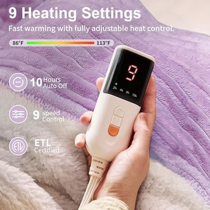 Texciting Heated Blanket Twin Size,Electric Blanket,ETL Certified,Purple