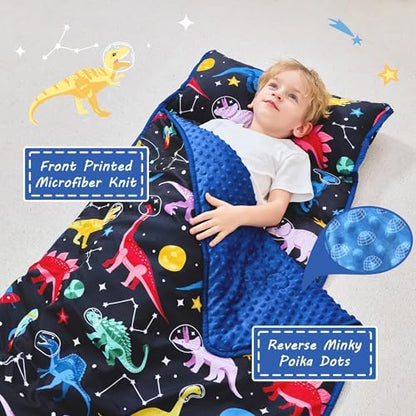 Lasoftan Toddler Nap Mat with Pillow and Blanket, Extra Large Rolled Napping Mats,Slumber Bags for Boys Girls,Kids Sleeping Bag for Daycare, Preschool Travel Camping