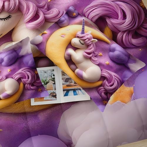 Purple Unicorn Full Bed Sheets and Comforter Set Kids Girls，Galaxy Unicorn Full Bedding Sets for Girls，with 1 Comforter with 2 Pillow Case