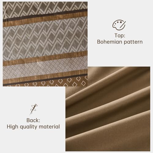 Cottolester Boho Queen Comforter Set,Khaki and Brown Striped Bed in a Bag