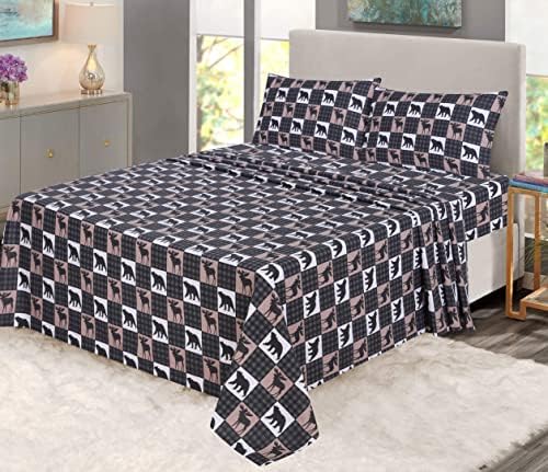 RUVANTI Flannel Sheets Set Full Size, Wilderness Plaid