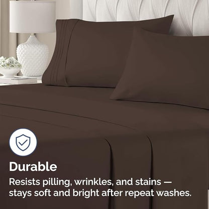 King Standard Pillow Cases Set of 4 - Soft Hotel Quality Pillowcase Covers - Comfy Bedding for Women, Men, Kids & Teens - Machine Washable Pillow Protectors - 4 Piece Set - King Standard Size Brown