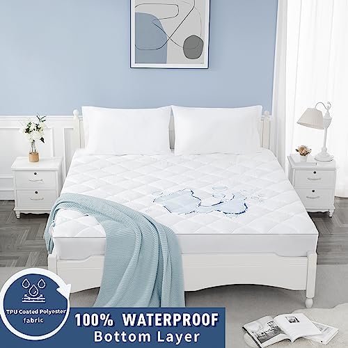 Sunflower Twin Mattress Pad Protector Waterproof for College Dorm