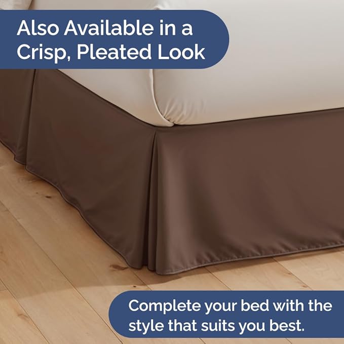 Bedskirt King Size Ruffle - 15 inch Drop Dust Ruffle Bed Skirt with Platform - Ultra-Soft, Easy Fit, Premium Hotel Quality - Wrinkle, Fade & Shrink Resistant - for Women, Men, Kids and Teens - Brown