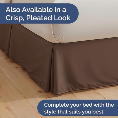Bedskirt King Size Ruffle - 12 inch Drop Dust Ruffle Bed Skirt with Platform - Ultra-Soft, Easy Fit, Premium Hotel Quality - Wrinkle, Fade & Shrink Resistant - for Women, Men, Kids and Teens - Brown