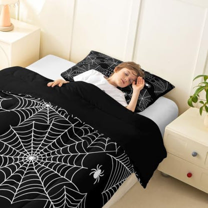 Feelyou Boys Spider Web Printed Comforter Set Full Size for Kids Girls