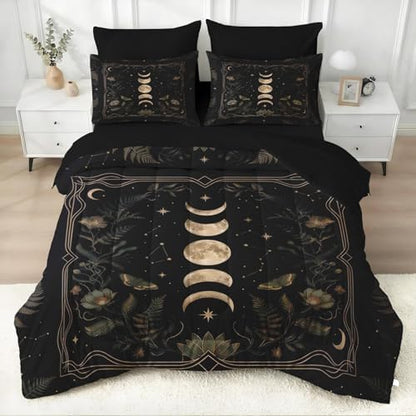 WeCozy Queen Comforter Set with Sheets, 7 Pieces Celestial Moon Bedding