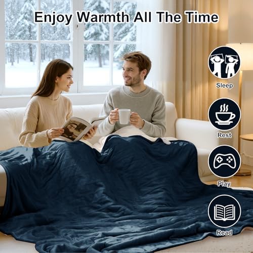 Queen Size Heated Blanket - Dual Control Electric Blanket Queen