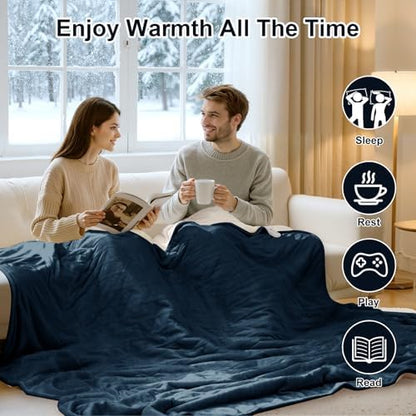 Queen Size Heated Blanket - Dual Control Electric Blanket Queen
