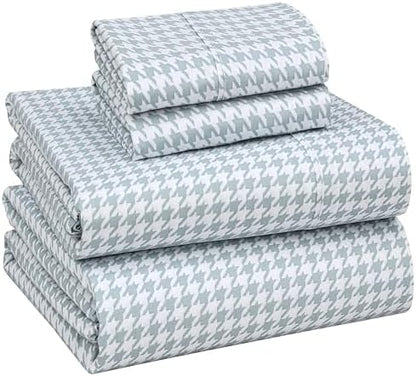 RUVANTI 100% Cotton California King Sheets, Percale Sheet Set, Houndstooth