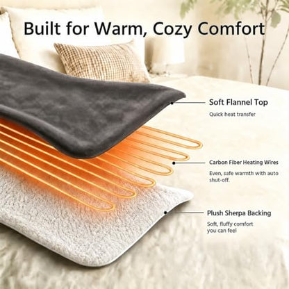 Electric Heated Throw Blanket 50" x 60", Soft Flannel Heating Blanket for Couch, Sofa, Bedroom, 4 Heat Settings, 3H Auto Shut Off, Overheat Protection, Machine Washable, Light Gray