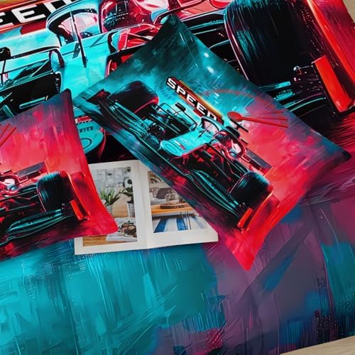 Race Car Comforter King Size,Race Car Kids Comforter Set,3Pcs Bedding Set Printed Comforter with 2 Pillowcases,Down Alternative,Soft and Lightweight,for All Seasons