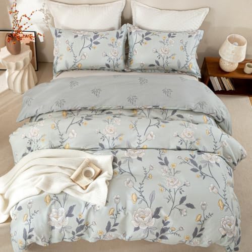 OAITE Full Duvet Cover Set 3pcs 100% Cotton Vintage Peony Floral