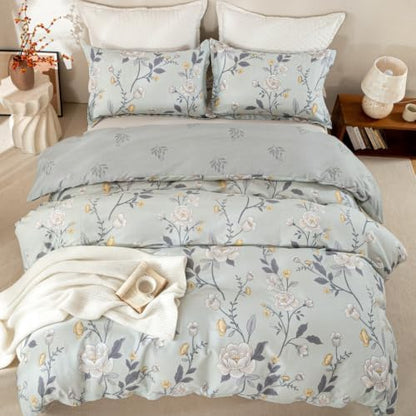 OAITE Full Duvet Cover Set 3pcs 100% Cotton Vintage Peony Floral