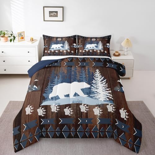Feelyou Bear Cabin Wildlife Comforter Set King Size Boys Bedding