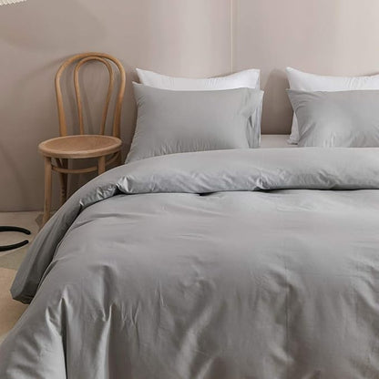 CLOTHKNOW Light Grey Full Size Comforter Set Gray Bedding Comforter Sets Men Women Bedding Sets Soft Comforter with 2 x Pillow Cases