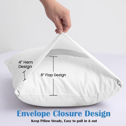 Comfort Beddings King Pillowcases Set of 4 – 100% Organic Cotton, 600 Thread Count Sateen, Soft & Comfy Pillow Covers with Envelope Closure, White, King Size 20 x 40 Inches