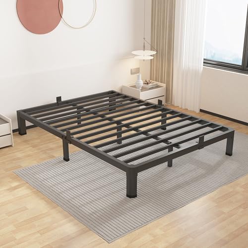 ROIL 10 Inch Queen Bed Frame with Rounded Corner & 4 Mattress Baffles