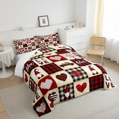 Castle Fairy Valentine's Day King Size Comforter Set Kids Red Rose Decor All Season Bedding Set for Girls Teens Love Pattern Comforter Romantic Theme Decor Quilt Set Bedroom Collection 3Pcs